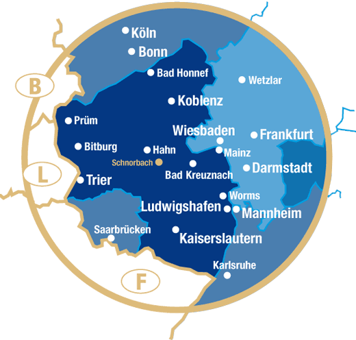 Karte vom Einzugsgebiet MK Fussbodenbau